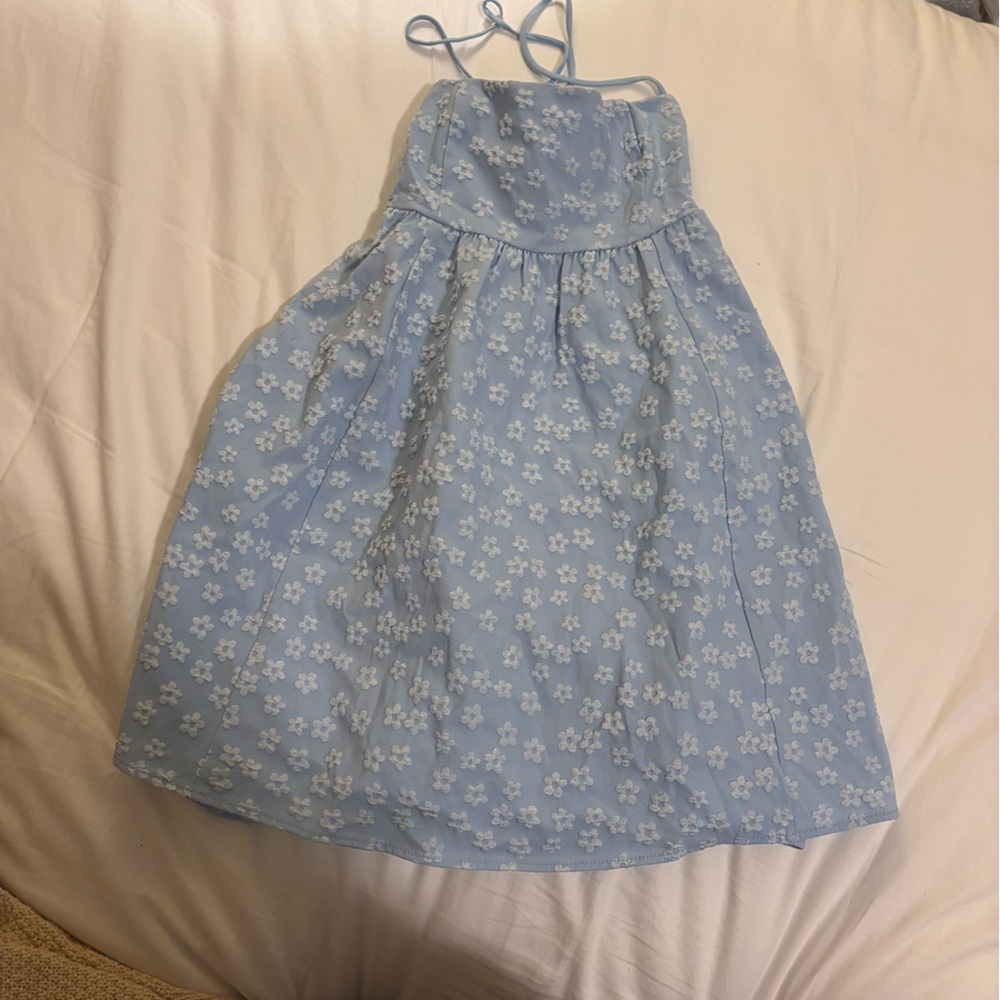 Lucy in the Sky Powder Blue Floral Mini Dress